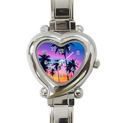 Sunset Palms Heart Italian Charm Watch