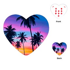 Sunset Palms Playing Cards Single Design (heart)