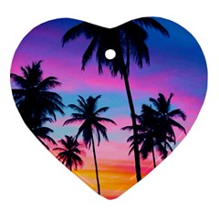 Sunset Palms Heart Ornament (two Sides) by goljakoff