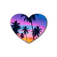 Sunset Palms Heart Coaster (4 Pack)  by goljakoff