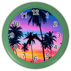 Sunset Palms Color Wall Clock by goljakoff