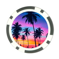 Sunset Palms Poker Chip Card Guard