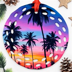 Sunset Palms Round Filigree Ornament (two Sides) by goljakoff