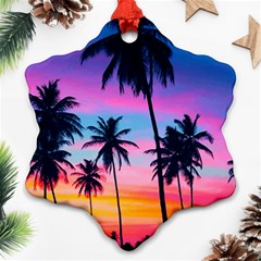 Sunset Palms Snowflake Ornament (two Sides) by goljakoff