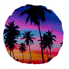 Sunset Palms Large 18  Premium Round Cushions by goljakoff