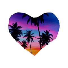 Sunset Palms Standard 16  Premium Heart Shape Cushions