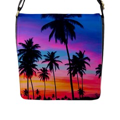 Sunset Palms Flap Closure Messenger Bag (l) by goljakoff