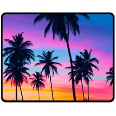 Sunset Palms Double Sided Fleece Blanket (medium)  by goljakoff