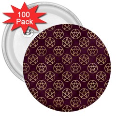 Golden Pentagram 3  Buttons (100 Pack) 