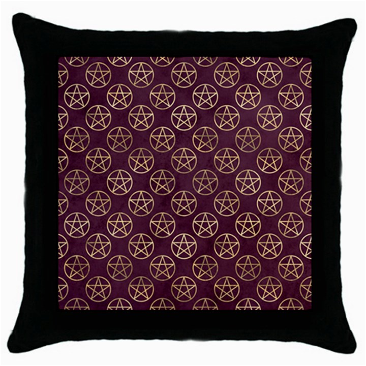 Golden Pentagram Throw Pillow Case (Black)