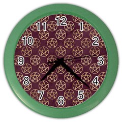 Golden Pentagram Color Wall Clock by Angelandspot