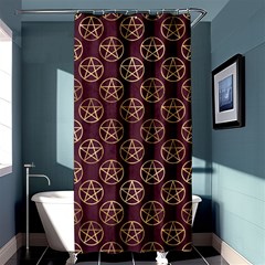 Golden Pentagram Shower Curtain 36  X 72  (stall)  by Angelandspot