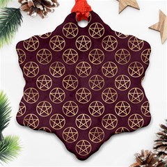 Golden Pentagram Snowflake Ornament (two Sides) by Angelandspot