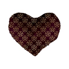 Golden Pentagram Standard 16  Premium Heart Shape Cushions by Angelandspot