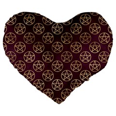 Golden Pentagram Large 19  Premium Heart Shape Cushions by Angelandspot