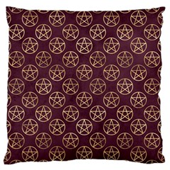 Golden Pentagram Large Flano Cushion Case (one Side) by Angelandspot