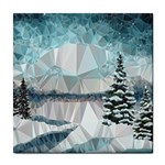 Winter Landscape Low Poly Polygons Tile Coaster Front