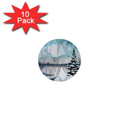 Winter Landscape Low Poly Polygons 1  Mini Buttons (10 Pack)  by HermanTelo