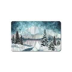 Winter Landscape Low Poly Polygons Magnet (name Card) by HermanTelo