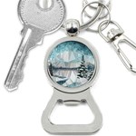 Winter Landscape Low Poly Polygons Bottle Opener Key Chain Front