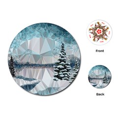 Winter Landscape Low Poly Polygons Playing Cards Single Design (round)