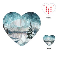 Winter Landscape Low Poly Polygons Playing Cards Single Design (heart) by HermanTelo