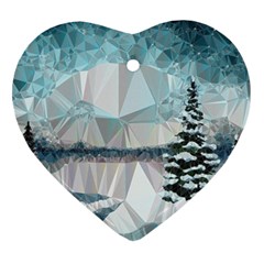 Winter Landscape Low Poly Polygons Heart Ornament (two Sides) by HermanTelo