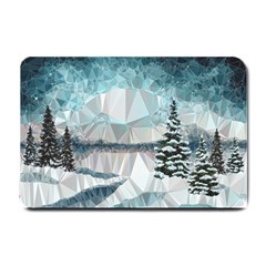 Winter Landscape Low Poly Polygons Small Doormat  by HermanTelo