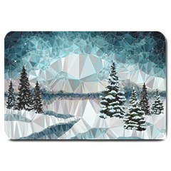 Winter Landscape Low Poly Polygons Large Doormat  by HermanTelo