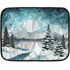 Winter Landscape Low Poly Polygons Fleece Blanket (mini) by HermanTelo