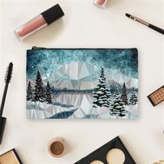 Winter Landscape Low Poly Polygons Cosmetic Bag (medium) by HermanTelo