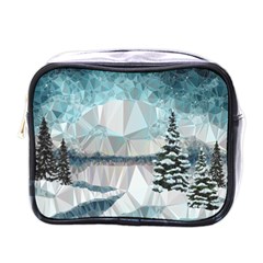 Winter Landscape Low Poly Polygons Mini Toiletries Bag (one Side) by HermanTelo