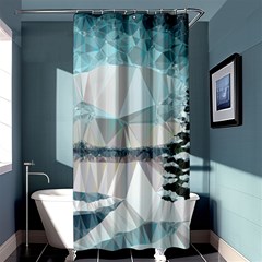 Winter Landscape Low Poly Polygons Shower Curtain 36  X 72  (stall)  by HermanTelo