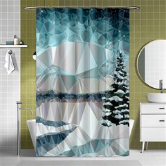 Winter Landscape Low Poly Polygons Shower Curtain 48  X 72  (small) 