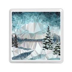 Winter Landscape Low Poly Polygons Memory Card Reader (square) by HermanTelo