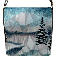 Winter Landscape Low Poly Polygons Flap Closure Messenger Bag (s) by HermanTelo