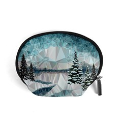 Winter Landscape Low Poly Polygons Accessory Pouch (small) by HermanTelo