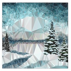 Winter Landscape Low Poly Polygons Large Satin Scarf (square) by HermanTelo