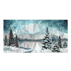 Winter Landscape Low Poly Polygons Satin Shawl by HermanTelo