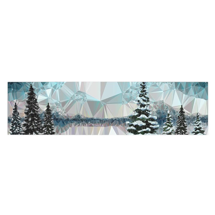 Winter Landscape Low Poly Polygons Satin Scarf (Oblong)