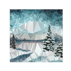 Winter Landscape Low Poly Polygons Small Satin Scarf (square) by HermanTelo