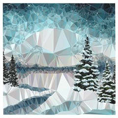 Winter Landscape Low Poly Polygons Wooden Puzzle Square by HermanTelo