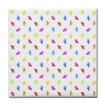 Multicolored Hands Silhouette Motif Design Tile Coaster Front