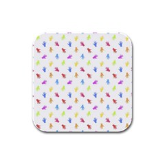 Multicolored Hands Silhouette Motif Design Rubber Square Coaster (4 Pack)  by dflcprintsclothing