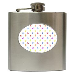 Multicolored Hands Silhouette Motif Design Hip Flask (6 Oz) by dflcprintsclothing