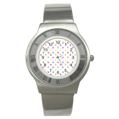 Multicolored Hands Silhouette Motif Design Stainless Steel Watch