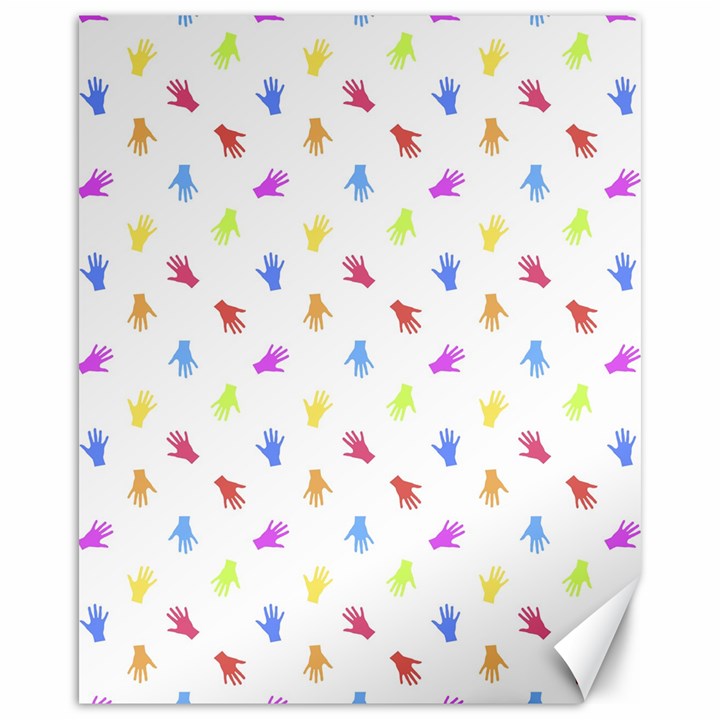 Multicolored Hands Silhouette Motif Design Canvas 16  x 20 