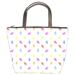 Multicolored Hands Silhouette Motif Design Bucket Bag by dflcprintsclothing