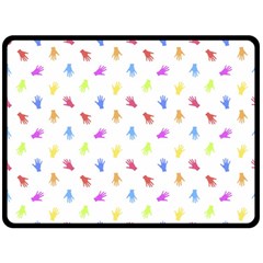 Multicolored Hands Silhouette Motif Design Fleece Blanket (large)  by dflcprintsclothing