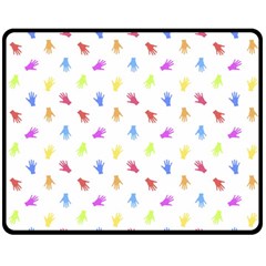 Multicolored Hands Silhouette Motif Design Fleece Blanket (medium)  by dflcprintsclothing